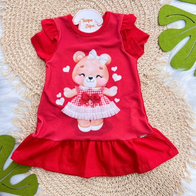 Vestido Ursinha Cerejinha - Vermelho